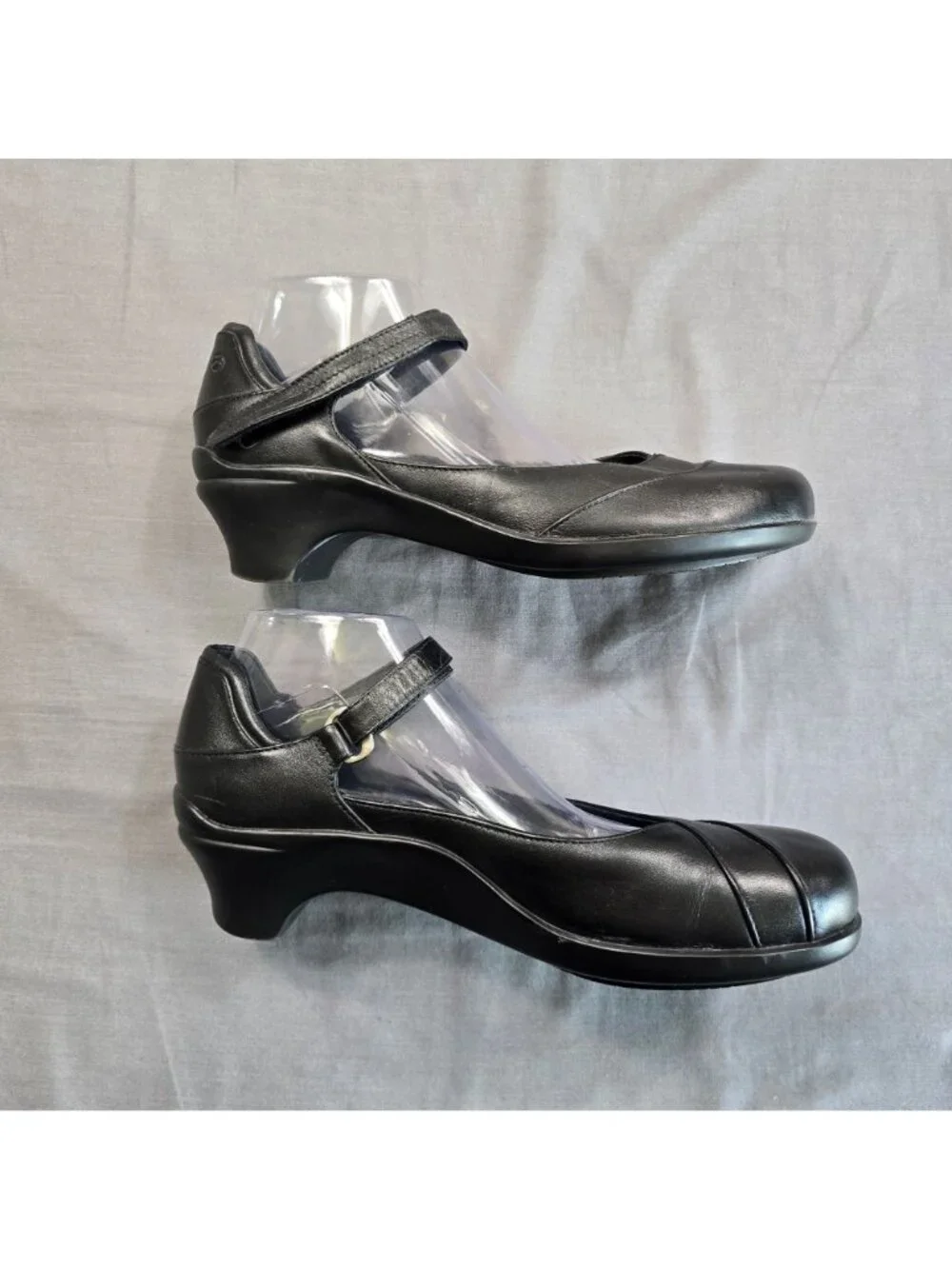 Aravon Womens 11 Mary Jane Wedge Heel Black Comfort Adjustable Strap - Picture 4 of 10